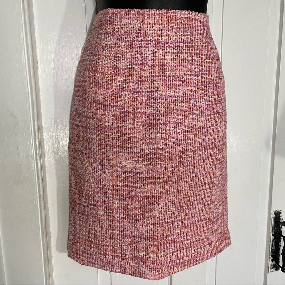CYNTHIA STEFFE Pink Bouclé Tweed Skirt